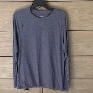 RHONE Men's Long Sleeve Heathered Navy Performance Tee